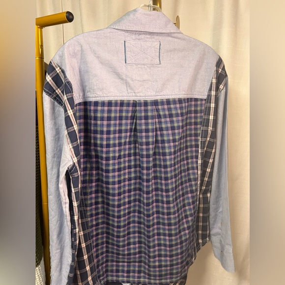 Free People We The Free Argyle Plaid Shirt in Blue Combo - Picture 4 of 7